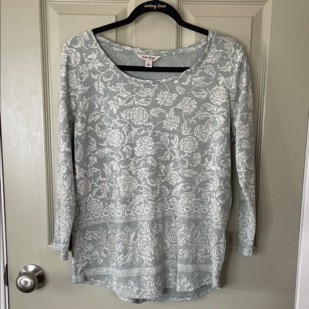 Soft Lucky Brand 3/4 Sleeves Cotton Blouse